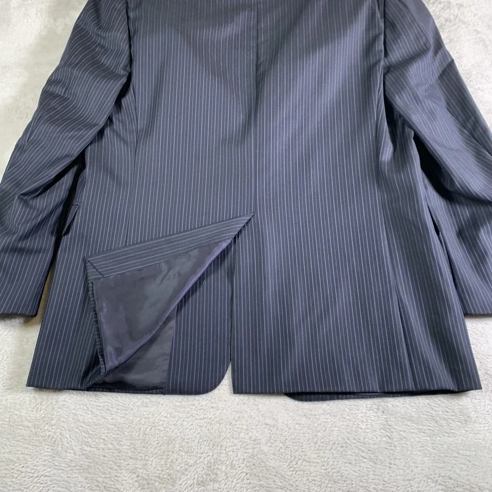 Hickey Freeman Suit Jacket Mens 42R Blue Pinstripe Super 130s Wool Made USA‎